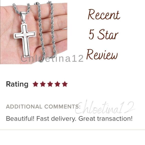 COPY - Men’s Large Silver Cross Necklace - Picture 5 of 6